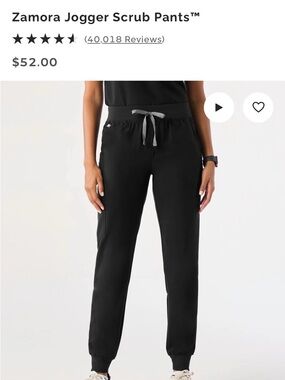 Figs Zamora Jogger Scrub Pants - Black with Gray Drawstring